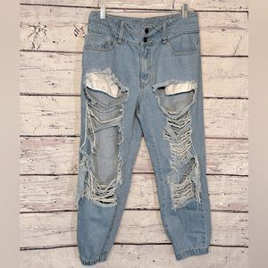 FASHION NOVA Jean Joggers Destroyed Front-9